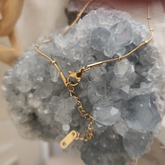 Titanium steel/18k gold Aquamarine necklace - Picture 3 of 5